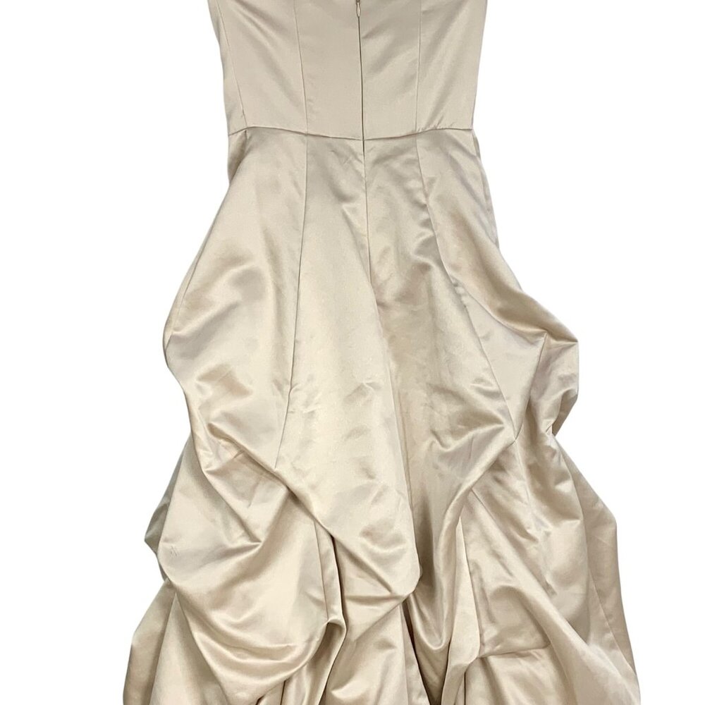 Davids Bridal Strapless Satin Pick-Up Skirt Ball Gown Wedding Prom Champagne S - Picture 5 of 9